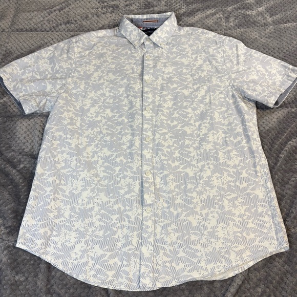Men's Navy and White Patterned Button Down Slim Fit Shirts - Picture 3 of 7